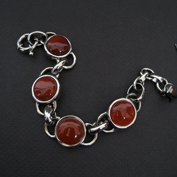Dyrberg/Kern Christiane genuine Carnelian chain link bracelet - Picture 1 of 8
